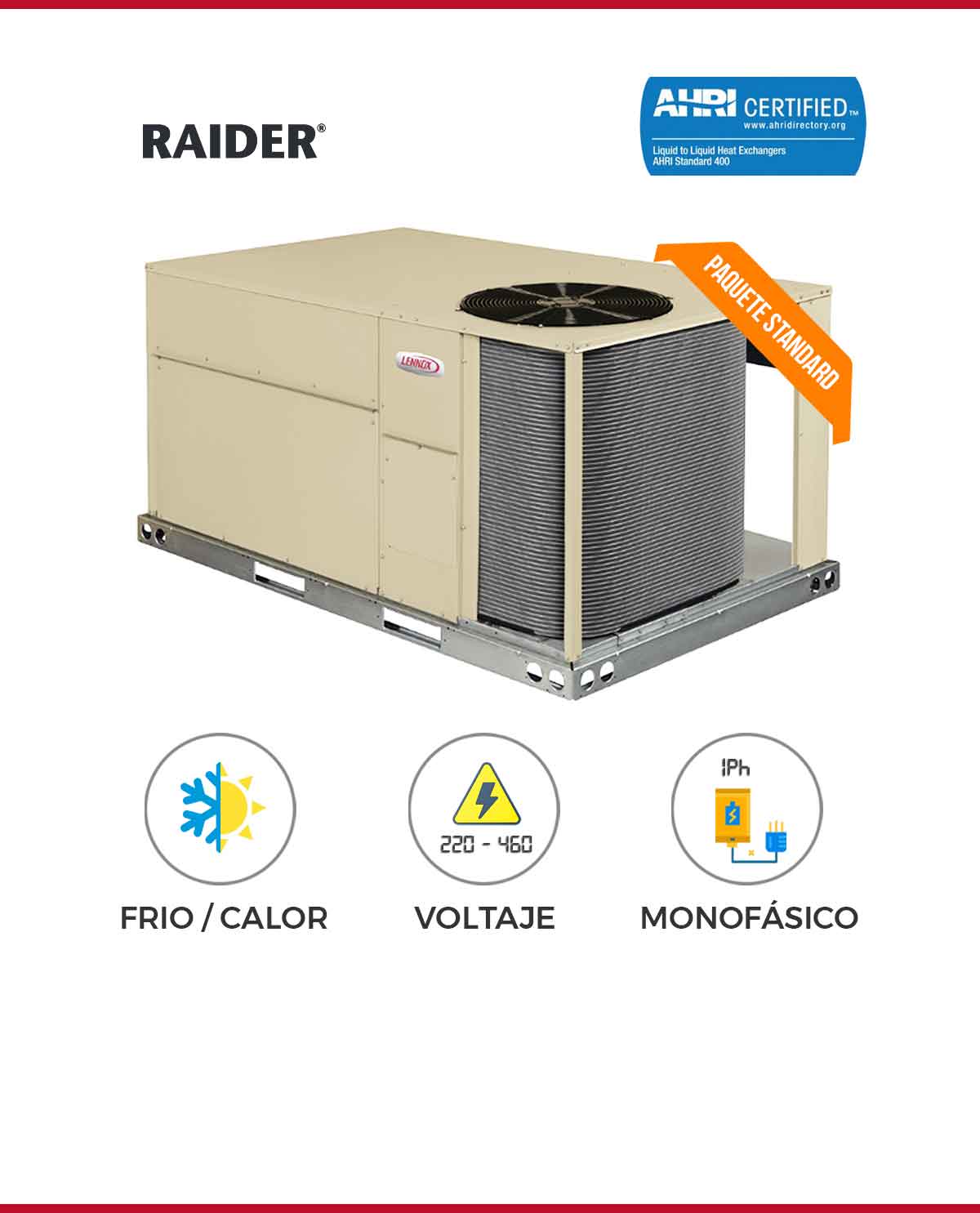 Paquete_Standard_RAIDER_Heat_Pump_Monofasico_Lennox