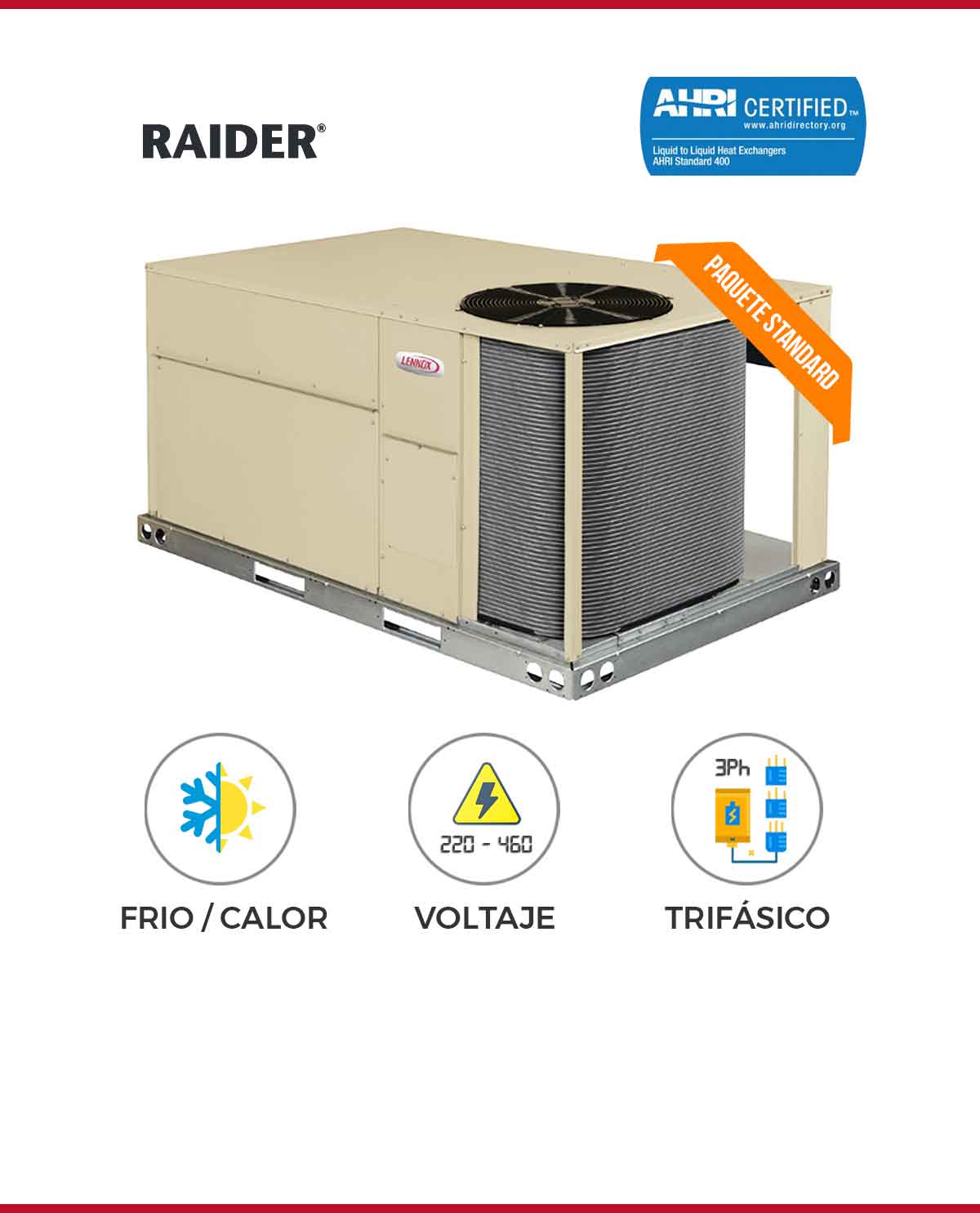 Paquete_Standard_RAIDER_Heat_Pump_Trifasico_Lennox